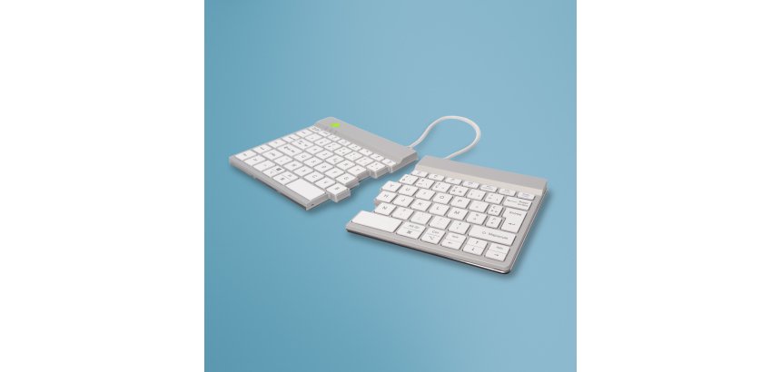 R-Go Tools Clavier ergonomique R-Go Split Break avec logiciel de pause, clavier ergonomique divisé, AZERTY (FR), bluetooth, blanc