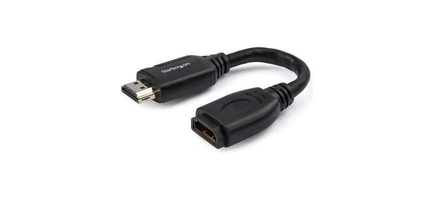 StarTech.com 15 cm HDMI Verlengkabel, 4K 60Hz High Speed HDMI 2.0 Verlengkabel met Ethernet, Korte HDMI Verlengkabel, HDMI Male to Female Uitbreidingsadapter Kabel