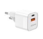 AISENS Cargador Gan 20W, 1xUSB-C PD3.0 QC4.0, 1xUSB-A QC3.0, Blanco