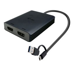 i-tec USB-A/USB-C Dual 4K/60 Hz HDMI Video Adapter