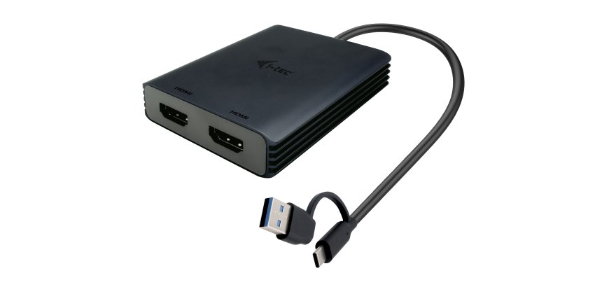 i-tec USB-A/USB-C Dual 4K/60 Hz HDMI Video Adapter