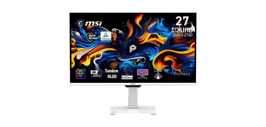MSI Pro MAX 271UPXW12G Monitor PC 67,3 cm (26.5") 3840 x 2160 Pixel UltraWide Full HD QD-OLED Bianco