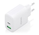 AISENS Cargador GaN 45W, 1xUSB-C PD3.0 QC4.0, 1xUSB-A QC3.0, Blanco