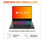 HP OMEN MAX Gaming Laptop 16-ak0021nf Copilot+ PC AMD Ryzen AI 7 Ordinateur portable 40,6 cm (16") WQXGA 32 Go DDR5-SDRAM NVIDIA GeForce RTX 5070 Wi-Fi 7 (802.11be) Windows 11 Home Noir
