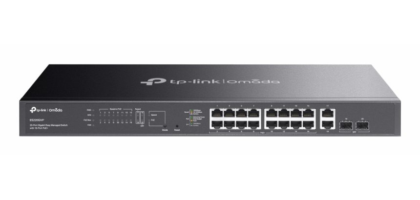 TP-Link Omada ES220GMP commutateur réseau Géré L2 Gigabit Ethernet (10/100/1000) Connexion Ethernet, supportant l'alimentation via ce port (PoE) Noir
