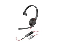 HP Poly Blackwire 5210 Monaural USB-C Headset +3.5mm Plug +USB-C/A Adapter