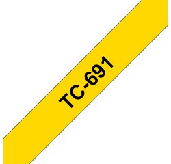 Brother TC-691 labelprinter-tape Zwart op geel