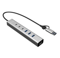 i-tec USB-C/USB-A Metal HUB 6 port (3x USB-C, 3x USB-A), LAN, Power Delivery 85W