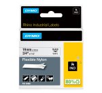 DYMO Rhino Industrial Flexible Nylon Labels | 19 mm x 3.5 m | Black Print on White | Self-Adhesive | for Rhino & LabelManager Label Makers