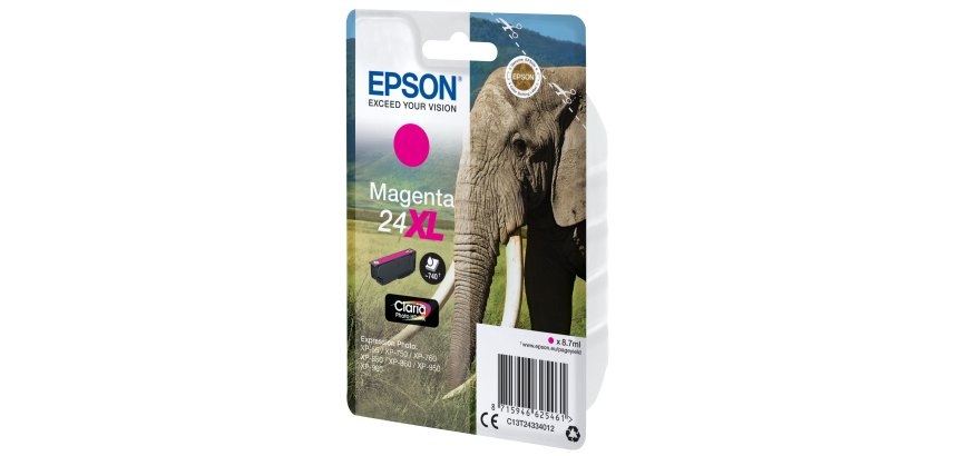 Epson Elephant 24XL Claria Photo HD Single Magenta Ink