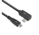 ACT USB 3.0 10Gbps 60W USB Type-C (recht) naar USB Type-C (haaks links/rechts) kabel, 2 meter