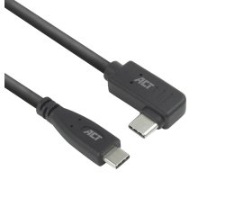 ACT USB 3.0 10Gbps 60W USB Type-C (recht) naar USB Type-C (haaks links/rechts) kabel, 2 meter
