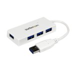 StarTech.com Hub USB 3.0 à 4 ports avec câble intégré - 5Gbps - Blanc