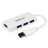 StarTech.com Hub USB 3.0 à 4 ports avec câble intégré - 5Gbps - Blanc