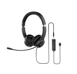 Acer AHW154 Auriculares Alámbrico De mano Oficina/Centro de llamadas USB tipo A Negro