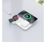 AISENS Cargador Inalambrico USB-C 4 en 1 De 15W Para Movil, Apple Watch, Auriculares Con Estuche De Carga, Blanco