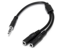 Adaptador Divisor de Auriculares Mini-Jack 3,5mm 3 pines Macho a 2x Mini-Jack 3 pines Hembra