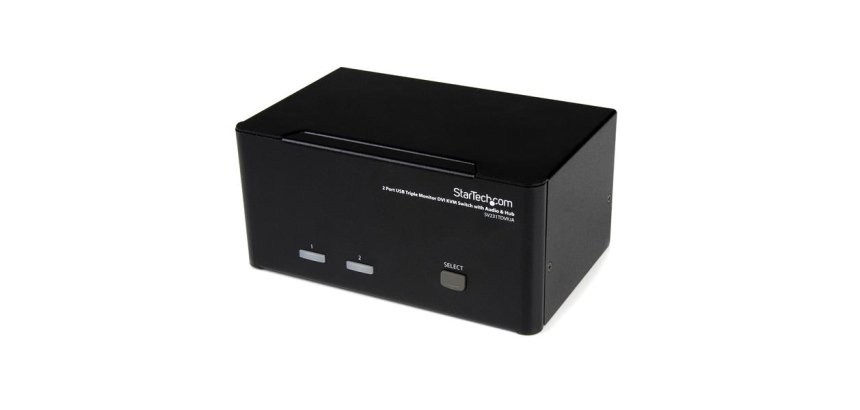 StarTech.com Switch Commutateur KVM USB 2 ports Sortie Vidéo DVI, Audio HUB USB 2.0 3 Écrans - 2 PC