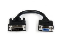Adaptador Conversor de 20cm DVI-I a VGA - DVI-I Macho - HD15 Hembra - Cable Convertidor Negro