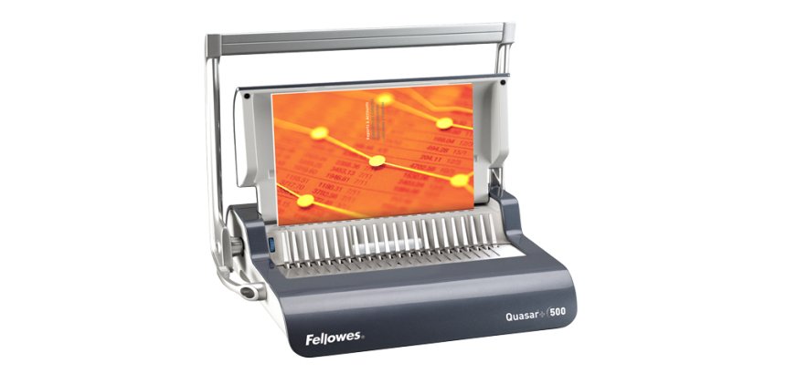 Perforelieuse fellowes quasar+500 manuelle 500f perforation 25f anneaux plastique usage intensif bac a4 130x450x400mm