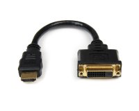 Adaptador de 20cm HDMI a DVI - DVI-D Hembra - HDMI Macho - Cable Conversor de Vídeo - Negro