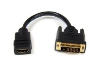 Adaptador de 20cm HDMI a DVI - DVI-D Macho - HDMI Hembra - Cable Conversor de Vídeo - Negro