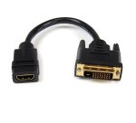 Adaptador de 20cm HDMI a DVI - DVI-D Macho - HDMI Hembra - Cable Conversor de Vídeo - Negro