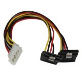 StarTech.com Câble répartiteur d'alimentation en Y LP4 vers 2 SATA à angle droit et verrouillage 30 cm - LP4 4 broches vers deux SATA