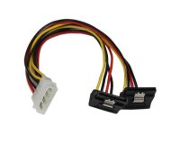 StarTech.com Câble répartiteur d'alimentation en Y LP4 vers 2 SATA à angle droit et verrouillage 30 cm - LP4 4 broches vers deux SATA