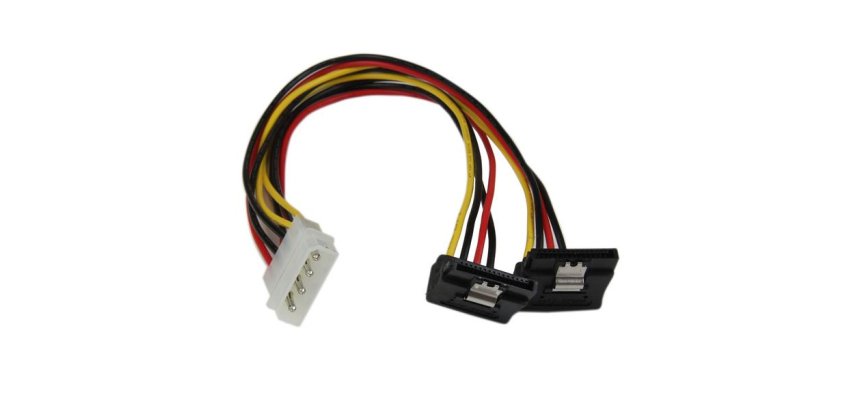 StarTech.com Câble répartiteur d'alimentation en Y LP4 vers 2 SATA à angle droit et verrouillage 30 cm - LP4 4 broches vers deux SATA