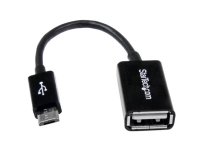 Cable Adaptador de 12cm Micro USB Macho a USB A Hembra OTG para Tablets Smartphones - Negro