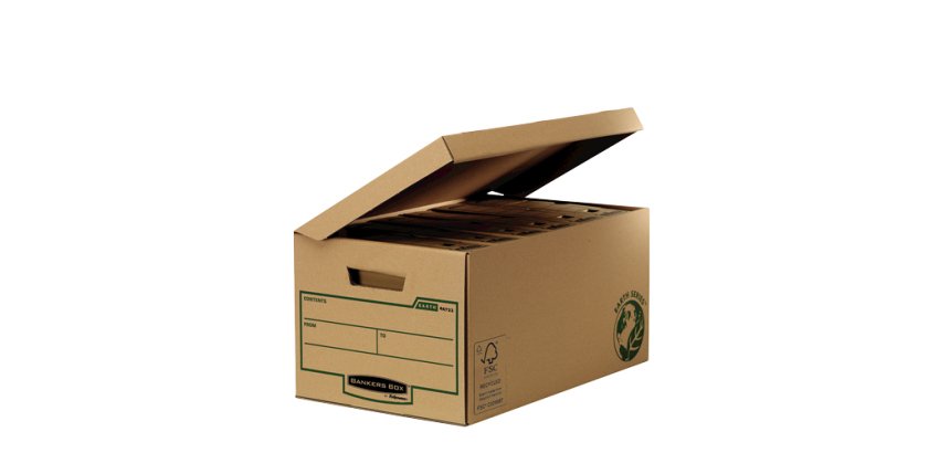 Conteneur EARTH SERIES à ouverture sur le dessus, montage manuel, carton recyclé kraft brun