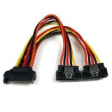 StarTech.com Cable 0,15m Adaptador Bifurcador Divisor Splitter Alimentación SATA Latching Cierre Pestillo - 2x Hembra