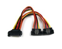 StarTech.com Cable 0,15m Adaptador Bifurcador Divisor Splitter Alimentación SATA Latching Cierre Pestillo - 2x Hembra