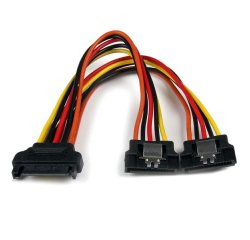StarTech.com Cable 0,15m Adaptador Bifurcador Divisor Splitter Alimentación SATA Latching Cierre Pestillo - 2x Hembra