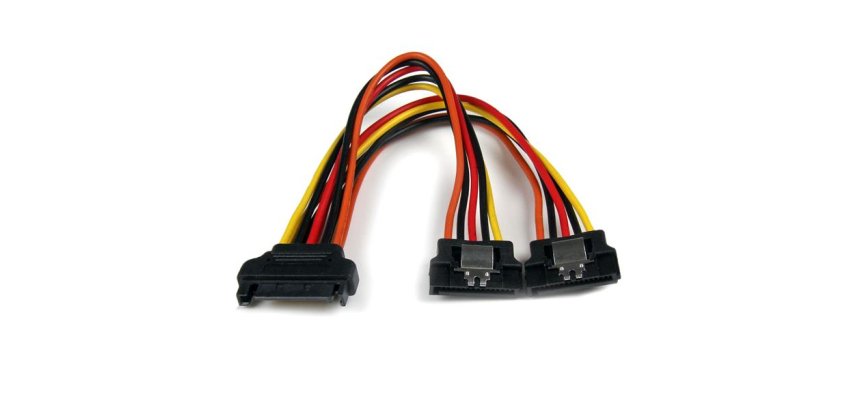 StarTech.com Cable 0,15m Adaptador Bifurcador Divisor Splitter Alimentación SATA Latching Cierre Pestillo - 2x Hembra