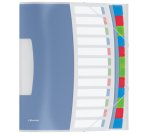Trieur esselte vivida polypropylène translucide 12 compartiments 3 rabats bandes élastiques index amovible étiquette dos