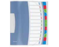 Trieur esselte vivida polypropylène translucide 12 compartiments 3 rabats bandes élastiques index amovible étiquette dos