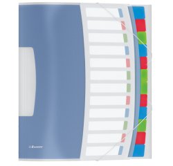 Trieur esselte vivida polypropylène translucide 12 compartiments 3 rabats bandes élastiques index amovible étiquette dos