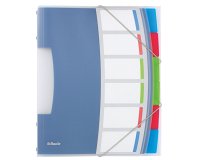 Trieur esselte vivida polypropylène translucide 6 compartiments 3 rabats bandes élastiques index amovible étiquette dos