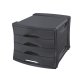 Bloc de classement Europost 4 tiroirs - VIVIDA Noir - L28,5 x H24,5 x P38 cm