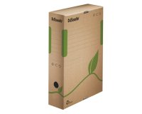 Boîte archives esselte carton brun éco 233x327mm dos 80mm impression encres écologiques livrée plat cerclée