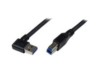 Cable 1m USB 3.0 Super Speed USB B Macho a USB A Macho Acodado en Ángulo a la Derecha - Negro