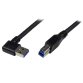 Cable 1m USB 3.0 Super Speed USB B Macho a USB A Macho Acodado en Ángulo a la Derecha - Negro