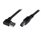 Cable 1m USB 3.0 Super Speed USB B Macho a USB A Macho Acodado en Ángulo a la Derecha - Negro