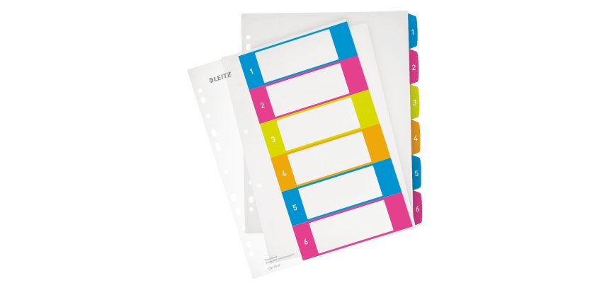 Intercalaires A4+ polypropylène Esselte WOW 6 onglets - 1 jeu