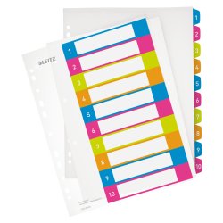 Intercalaires en plastique WOW, numéroté, A4, 1-10