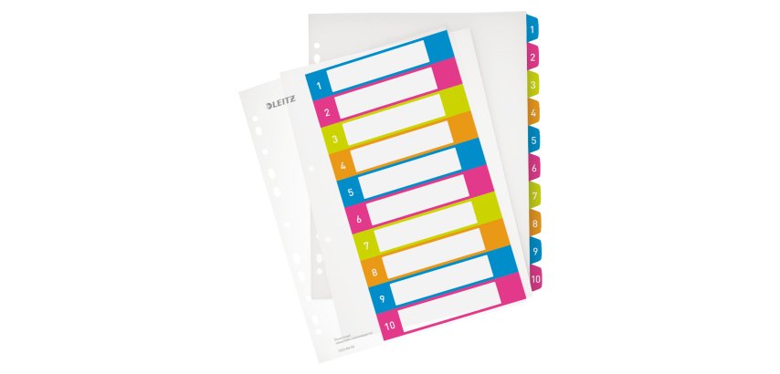 Intercalaires en plastique WOW, numéroté, A4, 1-10