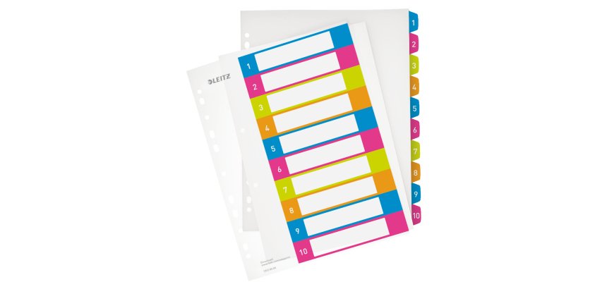 Intercalaires en plastique WOW, numéroté, A4, 1-10