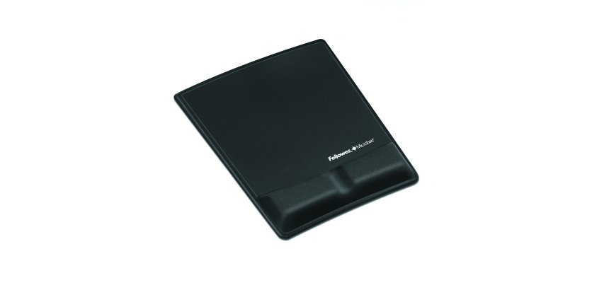 Fellowes Mouse Mat Wrist Support - Health-V Mouse Pad with Antibacterial Protection - Ergonomic Mouse Mat for Computer, Laptop, Home Office Use - Black